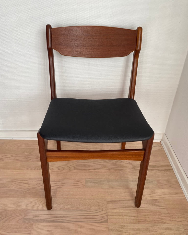 Dining Chairs by Erik Buch, Teak & Faux Leather, Set, 1960s