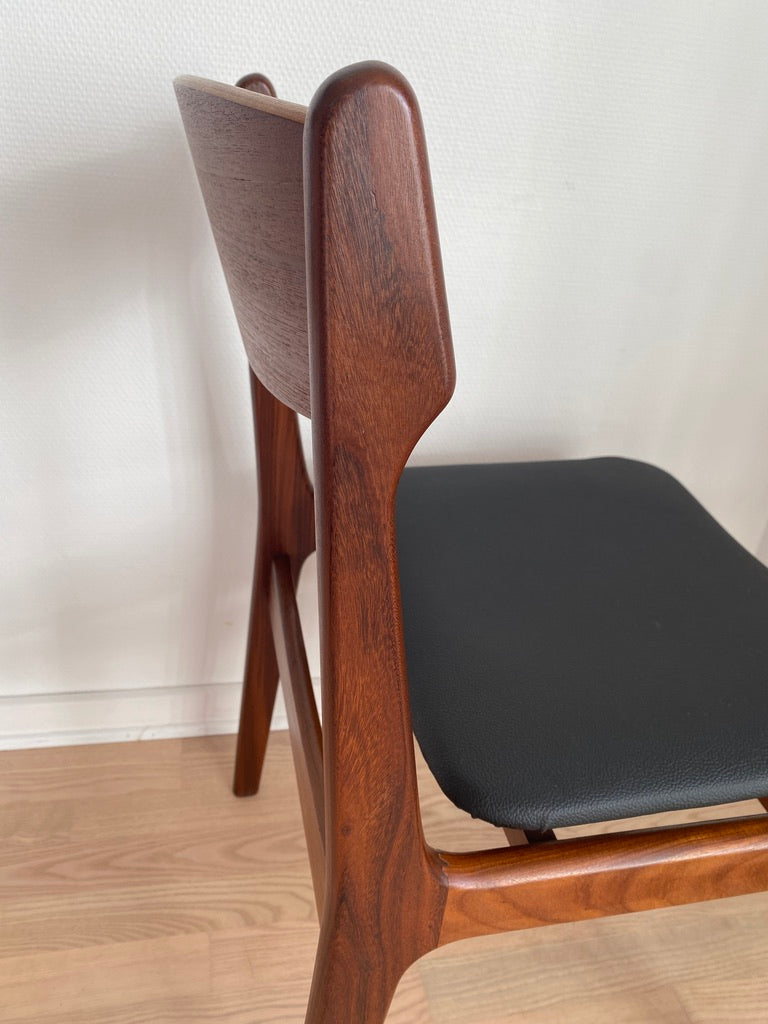 Dining Chairs by Erik Buch, Teak & Faux Leather, Set, 1960s
