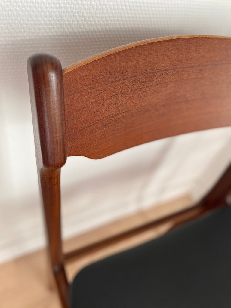 Dining Chairs by Erik Buch, Teak & Faux Leather, Set, 1960s
