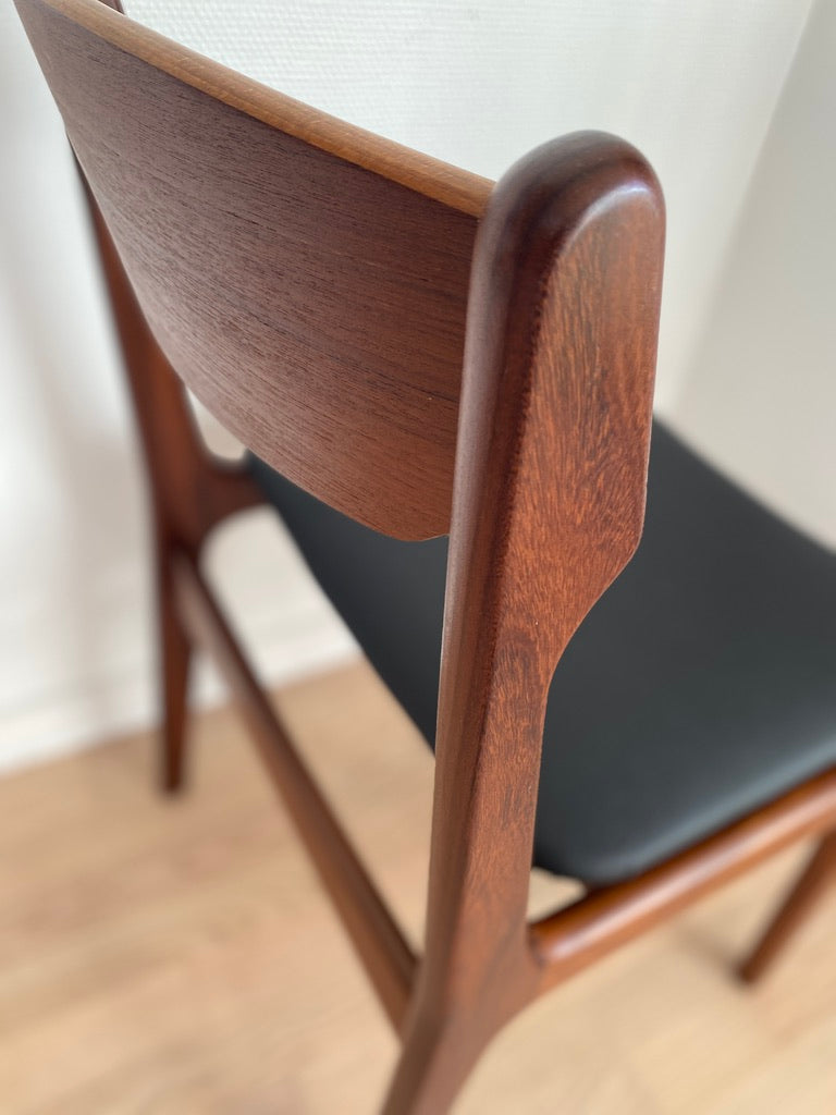 Dining Chairs by Erik Buch, Teak & Faux Leather, Set, 1960s