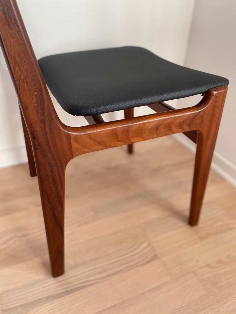 Dining Chairs by Erik Buch, Teak & Faux Leather, Set, 1960s