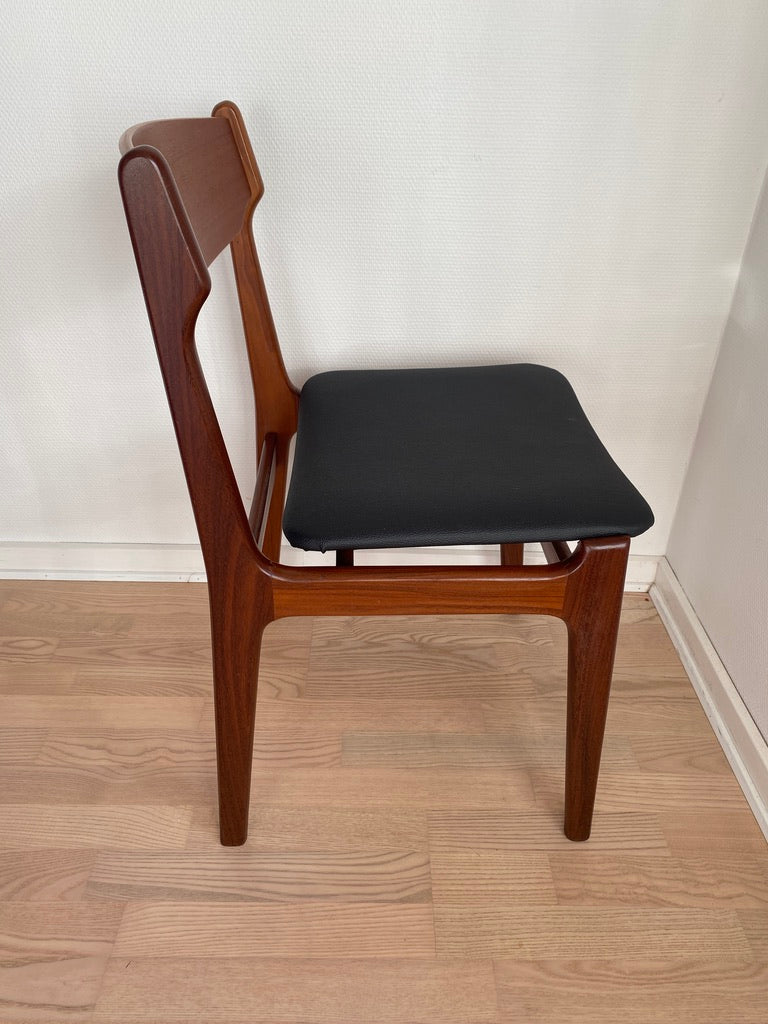 Dining Chairs by Erik Buch, Teak & Faux Leather, Set, 1960s