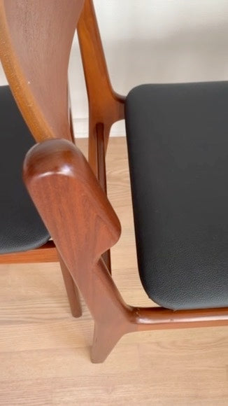 Dining Chairs by Erik Buch, Teak & Faux Leather, Set, 1960s