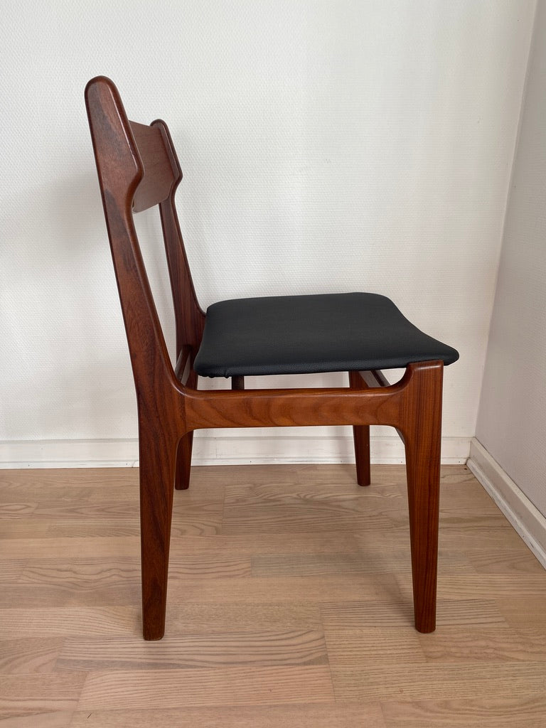 Dining Chairs by Erik Buch, Teak & Faux Leather, Set, 1960s