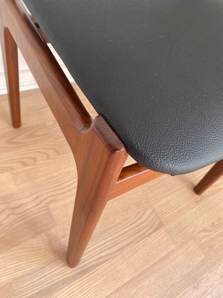 Dining Chairs by Erik Buch, Teak & Faux Leather, Set, 1960s