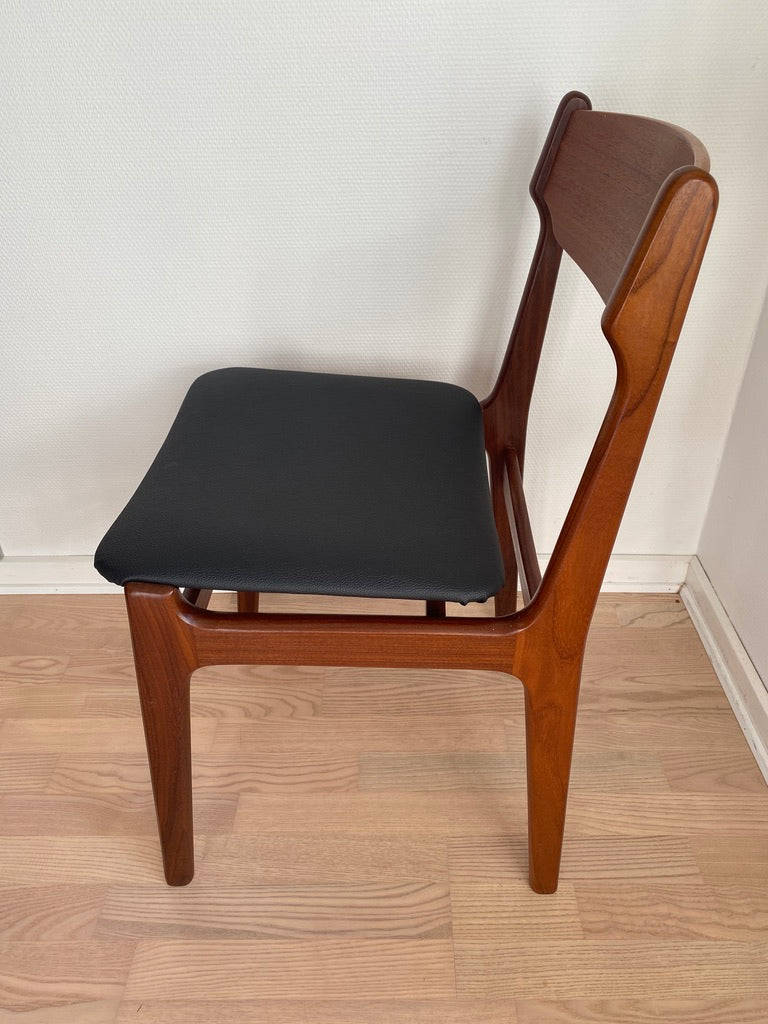Dining Chairs by Erik Buch, Teak & Faux Leather, Set, 1960s