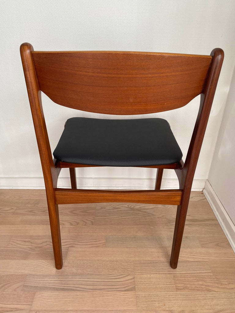 Dining Chairs by Erik Buch, Teak & Faux Leather, Set, 1960s