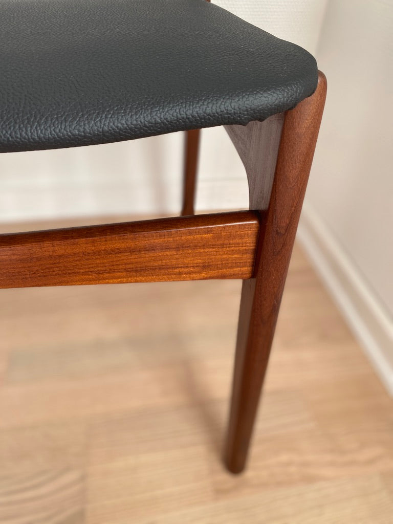 Dining Chairs by Erik Buch, Teak & Faux Leather, Set, 1960s