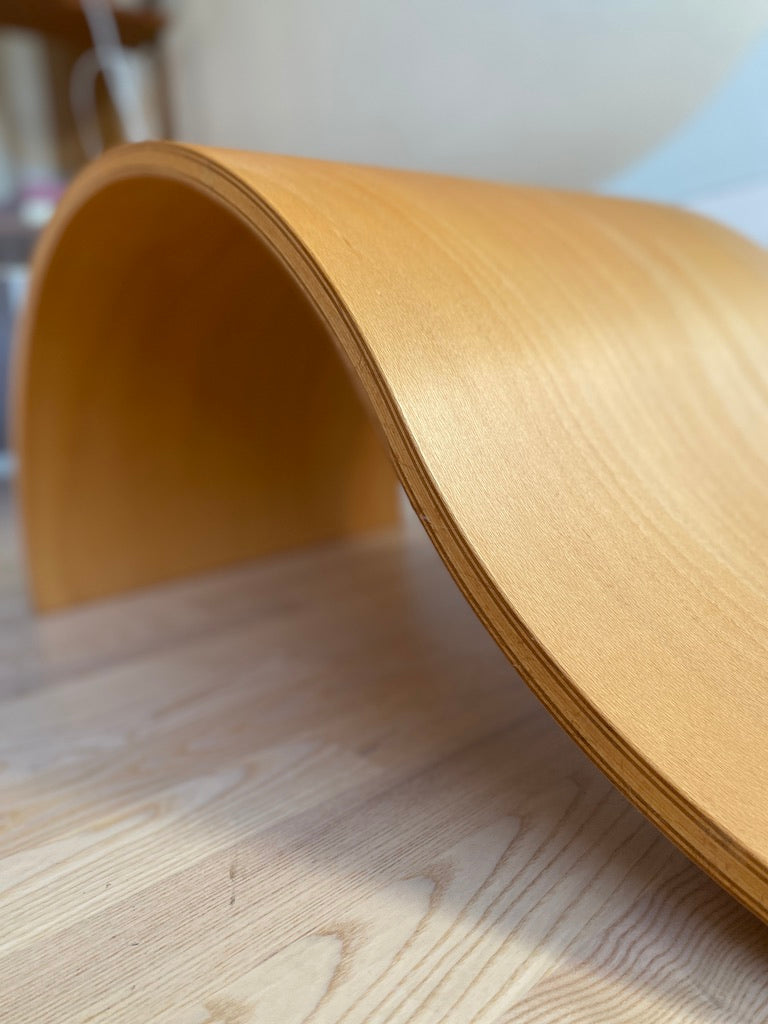 Wave Coffee Table in Beech and Glass by Hjellegjerde, Norway, 1990s