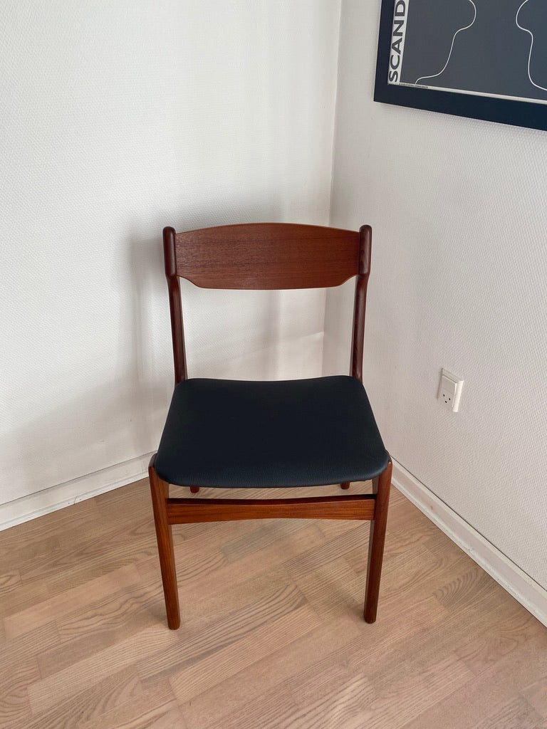 Dining Chairs by Erik Buch, Teak & Faux Leather, Set, 1960s
