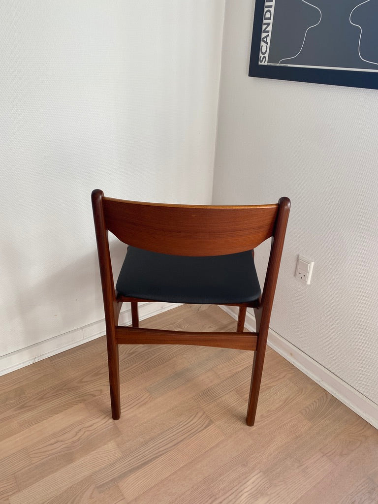 Dining Chairs by Erik Buch, Teak & Faux Leather, Set, 1960s