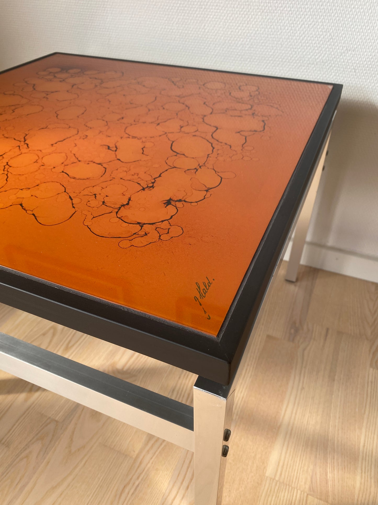 Vintage Glas-Sofatisch von J. Hald – Originalstück von Jean René Talopp