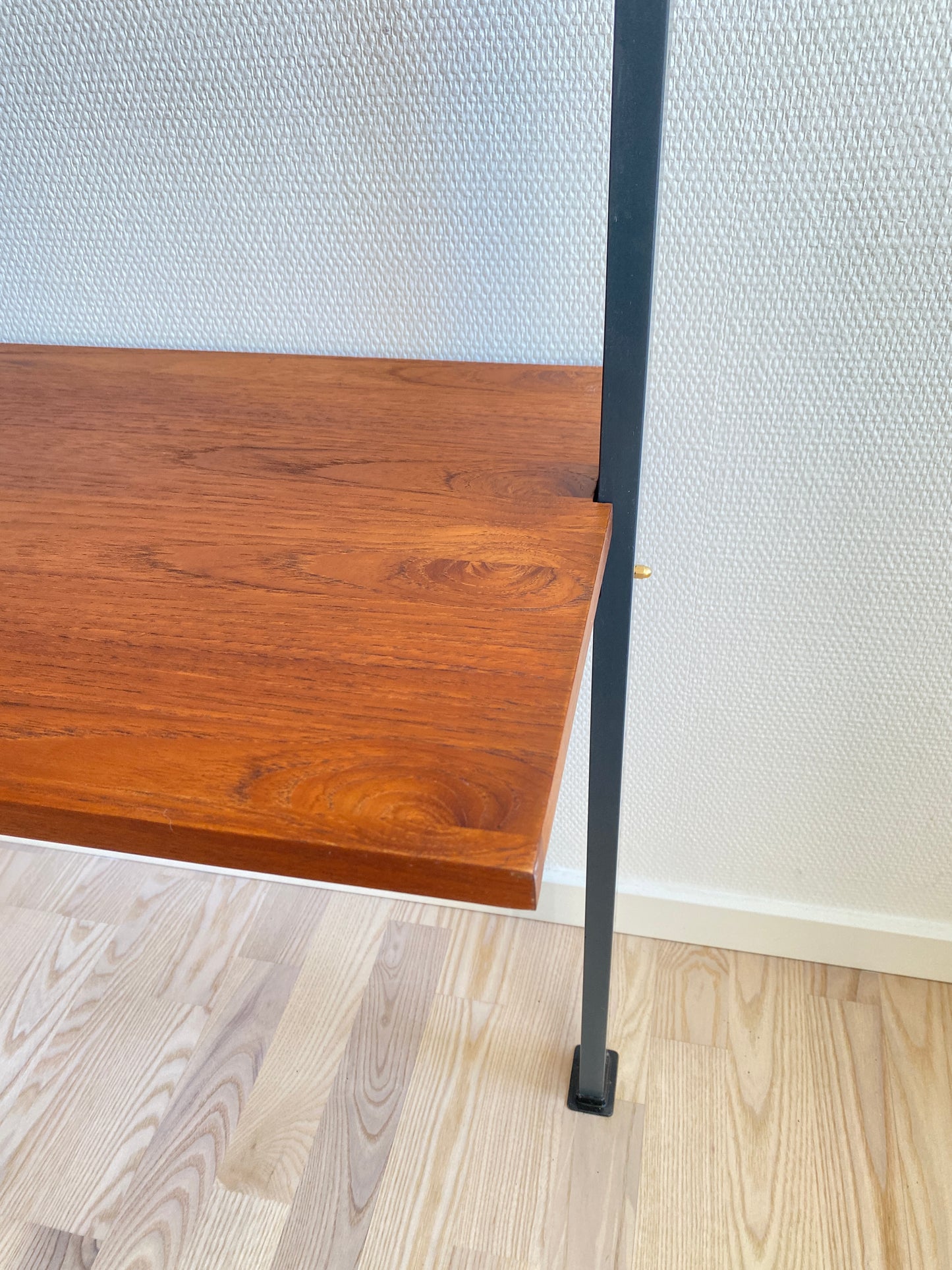 Mid Century, modular teak wall shelf by Olof Pira for String, 1950s