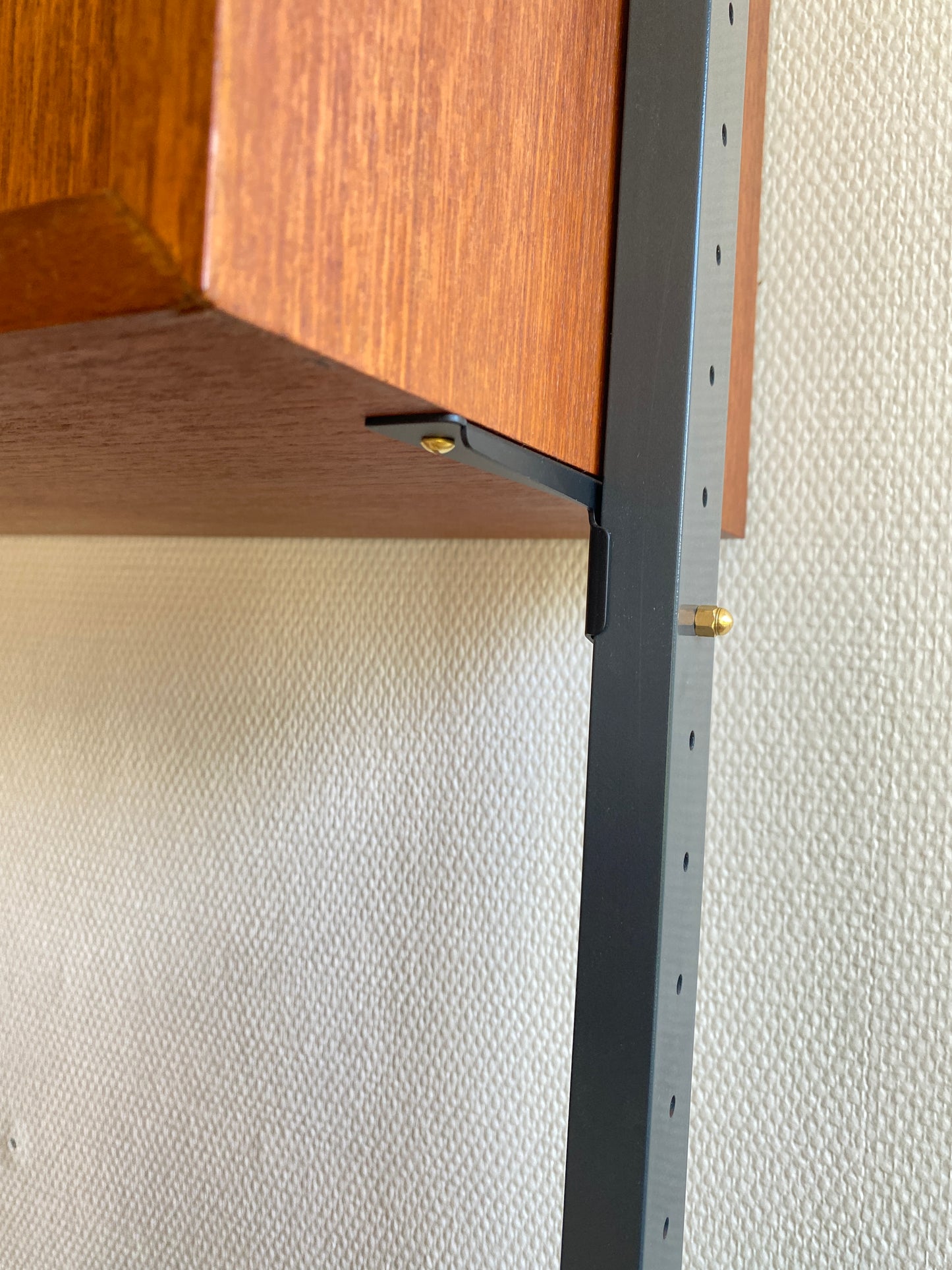 Mid Century, modular teak wall shelf by Olof Pira for String, 1950s