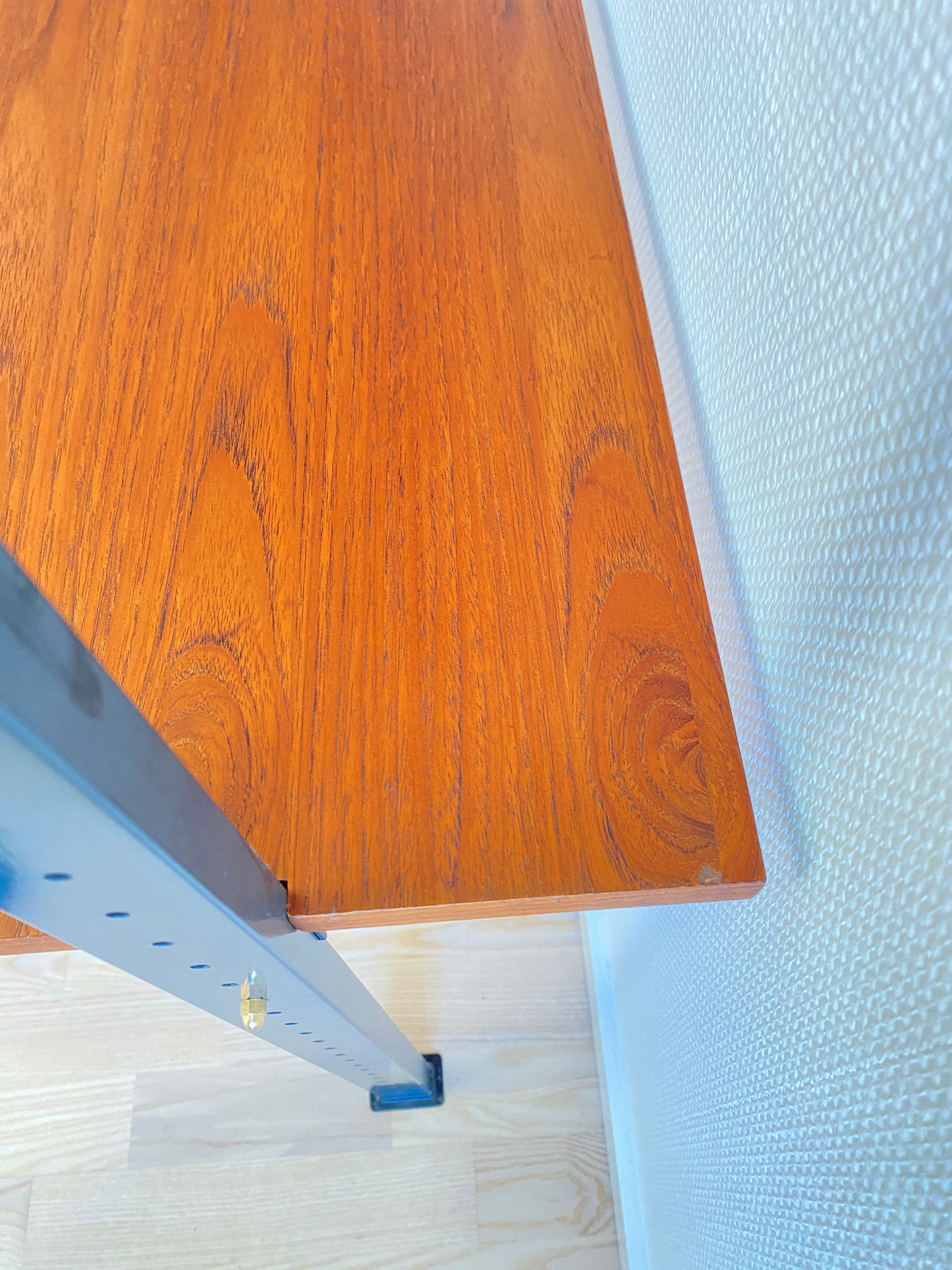Mid Century, modular teak wall shelf by Olof Pira for String, 1950s