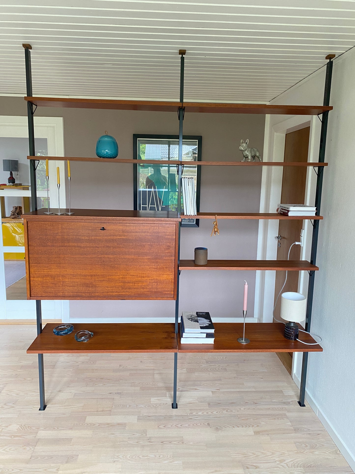 Vintage Teak Modular Wall Shelf by Olof Pira for String