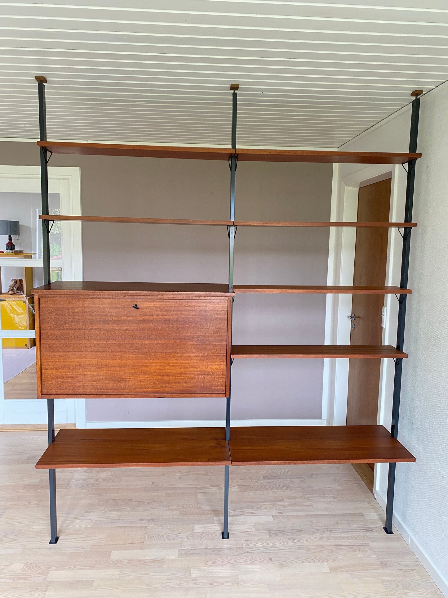 Vintage Teak Modular Wall Shelf by Olof Pira for String