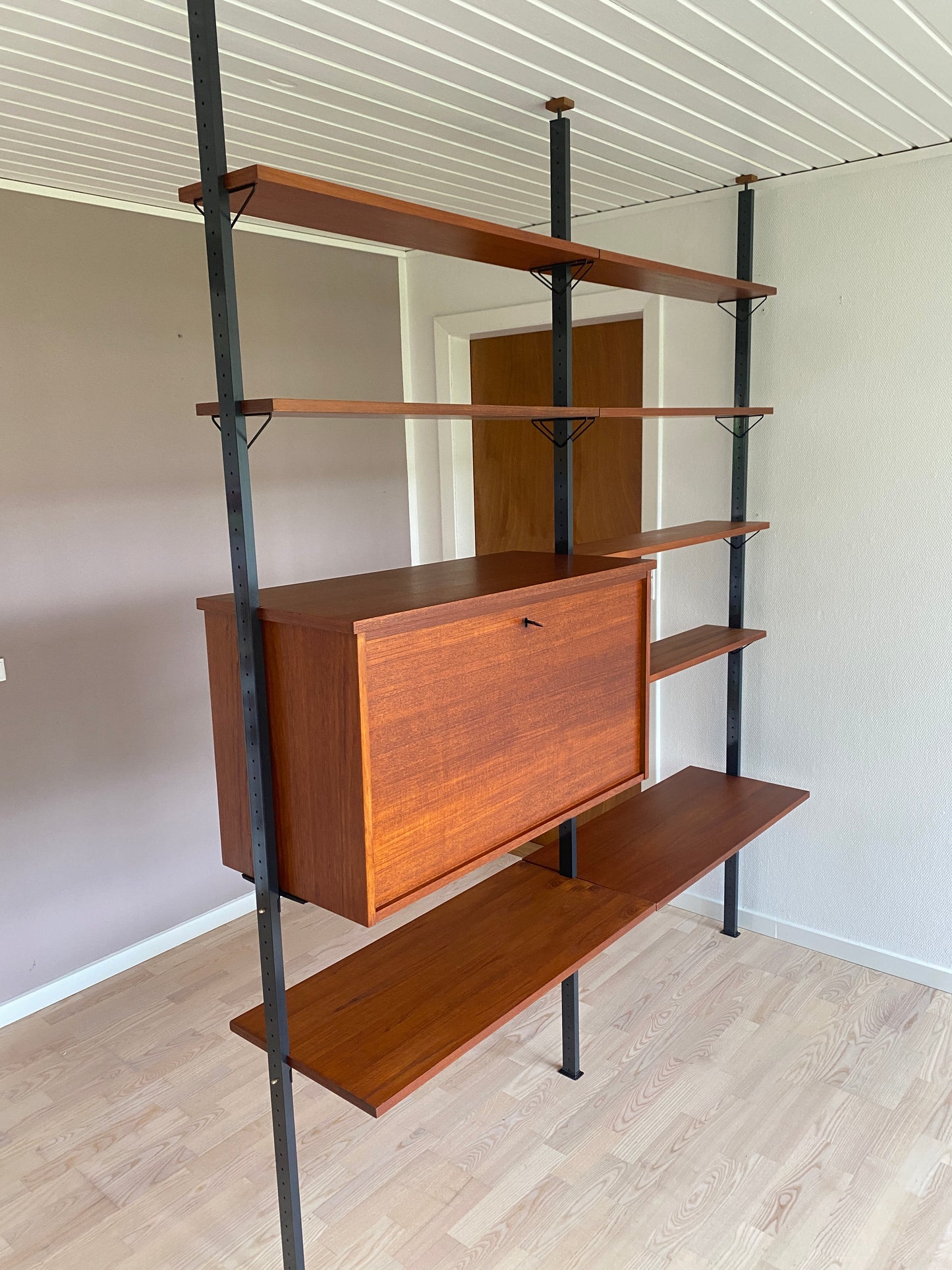 Vintage Teak Modular Wall Shelf by Olof Pira for String