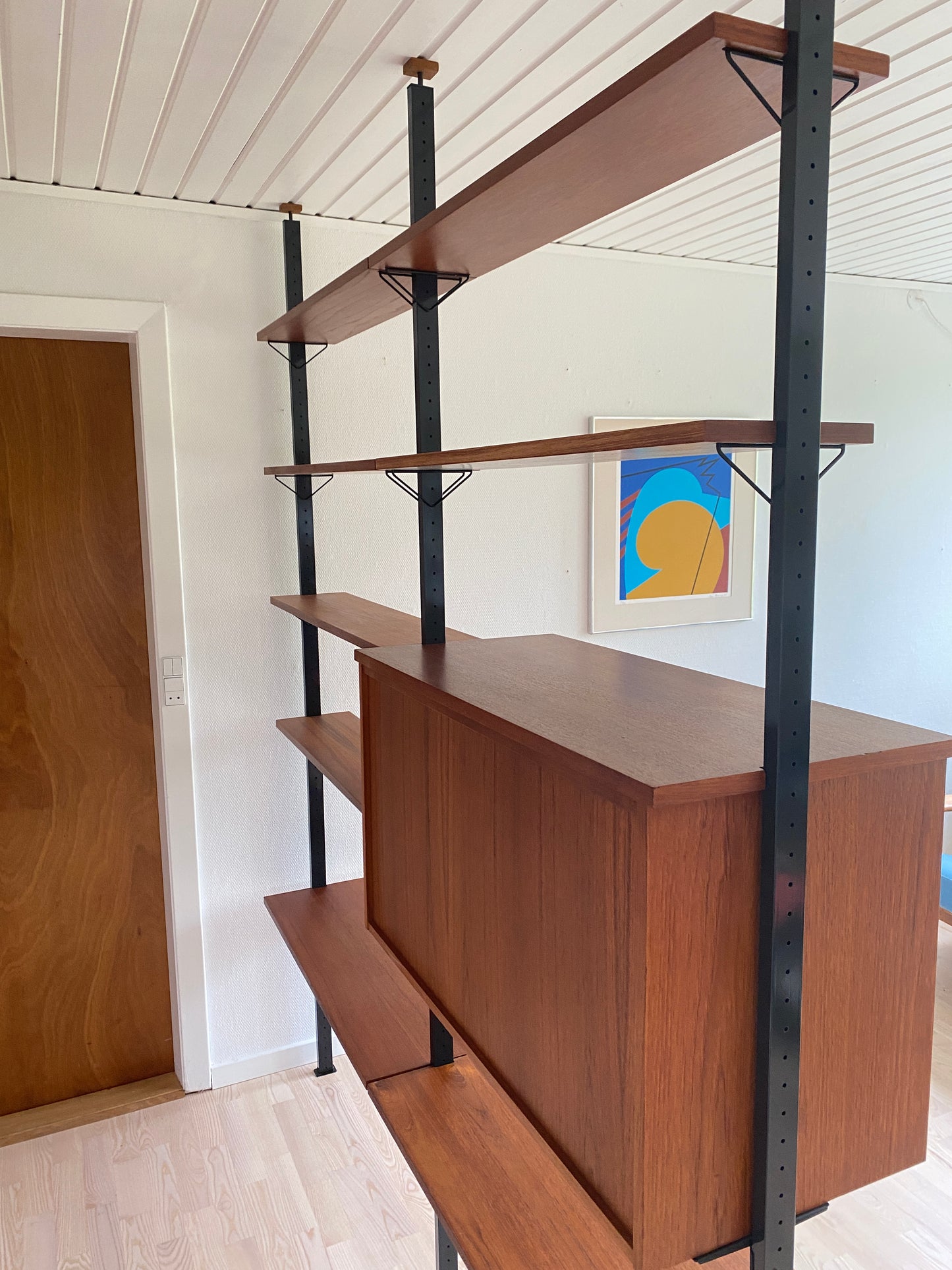 Vintage Teak Modular Wall Shelf by Olof Pira for String